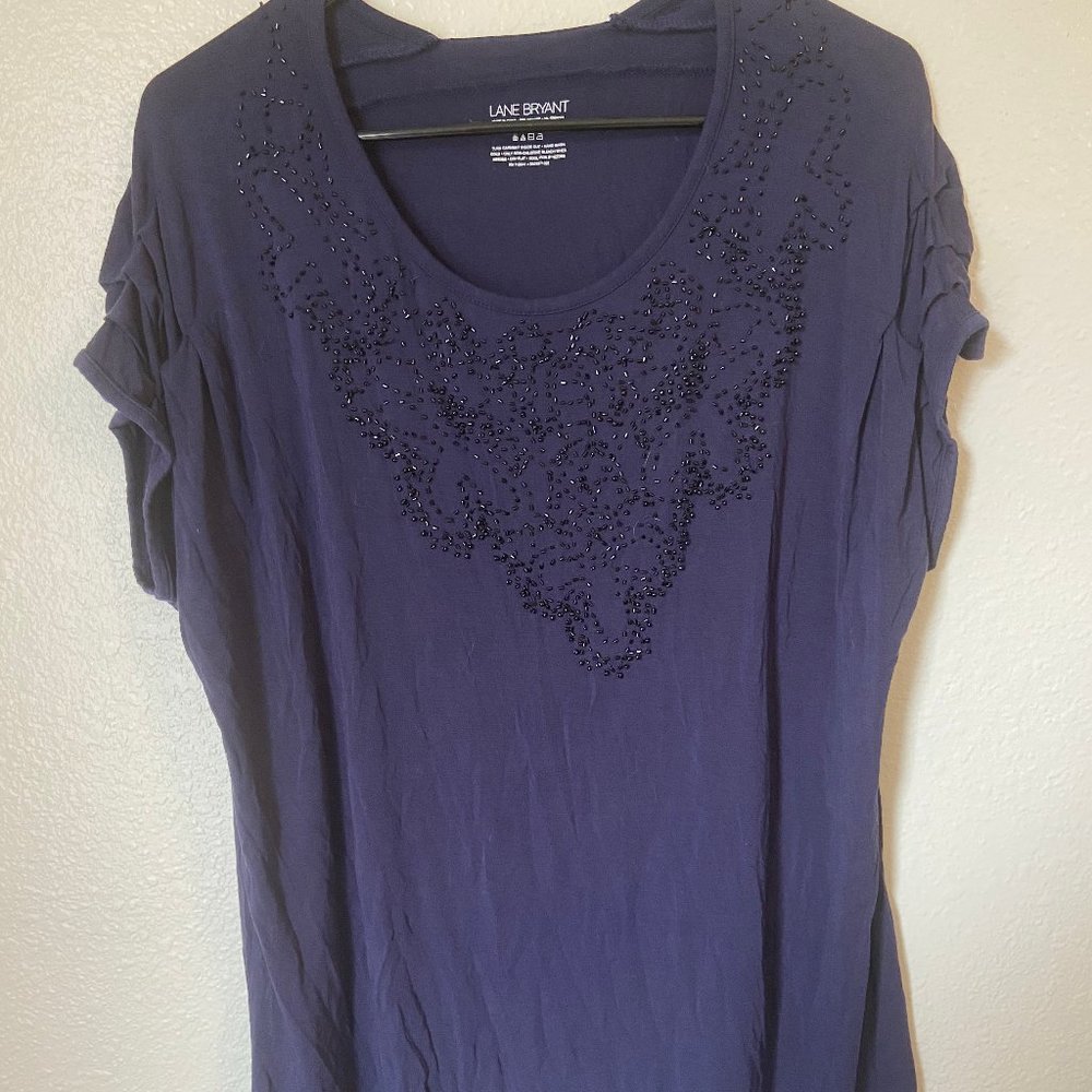 Navy Short Sleeve with Beaded detailing